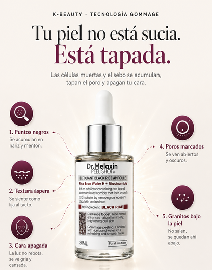 Dr. Melaxin Black Rice — Ampolla Exfoliante Coreana